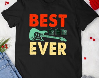 Dad Guitarist Tshirt Retro Best Guitar Dad Ever Chords Guitar Player T-Shirt For Men Dad Father's Day