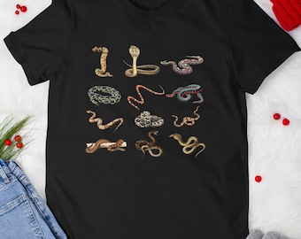 Snake Lovers Tshirt Different Types of Snakes Educational Serpent Herpetology T-shirt For Kids Boys Girls Men Women