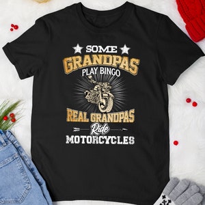 Father&#39;s Day Biker Tshirt Funny Real Grandpas Ride Motorcycles Biker Grandfather Papa T-Shirt For Men Women