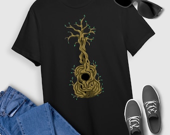 Guitar Tree T-Shirt  Acoustic Guitar Tree of Life Guitar Player Nature Guitarist T-Shirt For Men Women