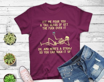Déjame servirte un vaso alto de Get The Fuck Over it - Halloween Bartender Camisa