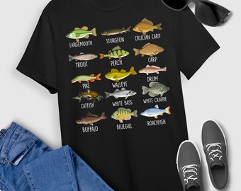 Freshwater Fish Records on a Gildan Men's Heavy Cotton T-shirt 