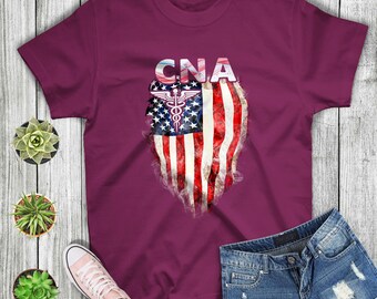 Cna Tshirt Vintage Usa Cna Certified Nurse Assistant American Flag Gift  T-shirt For Men Women