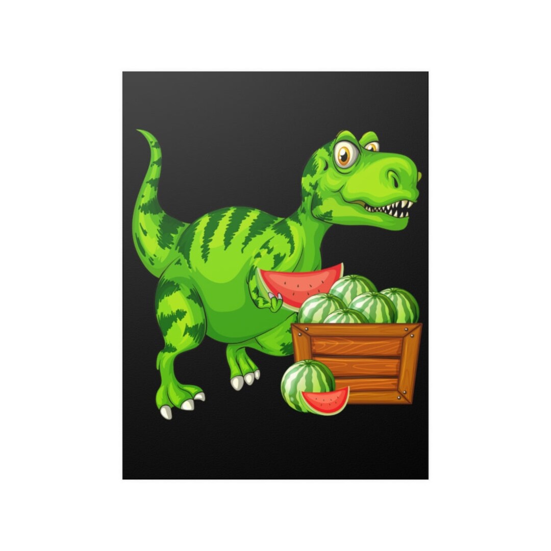 Watermelon Wall Poster Watermelon Dinosaur One in a Melon Rex Summer Fruit Wall Art Print Poster