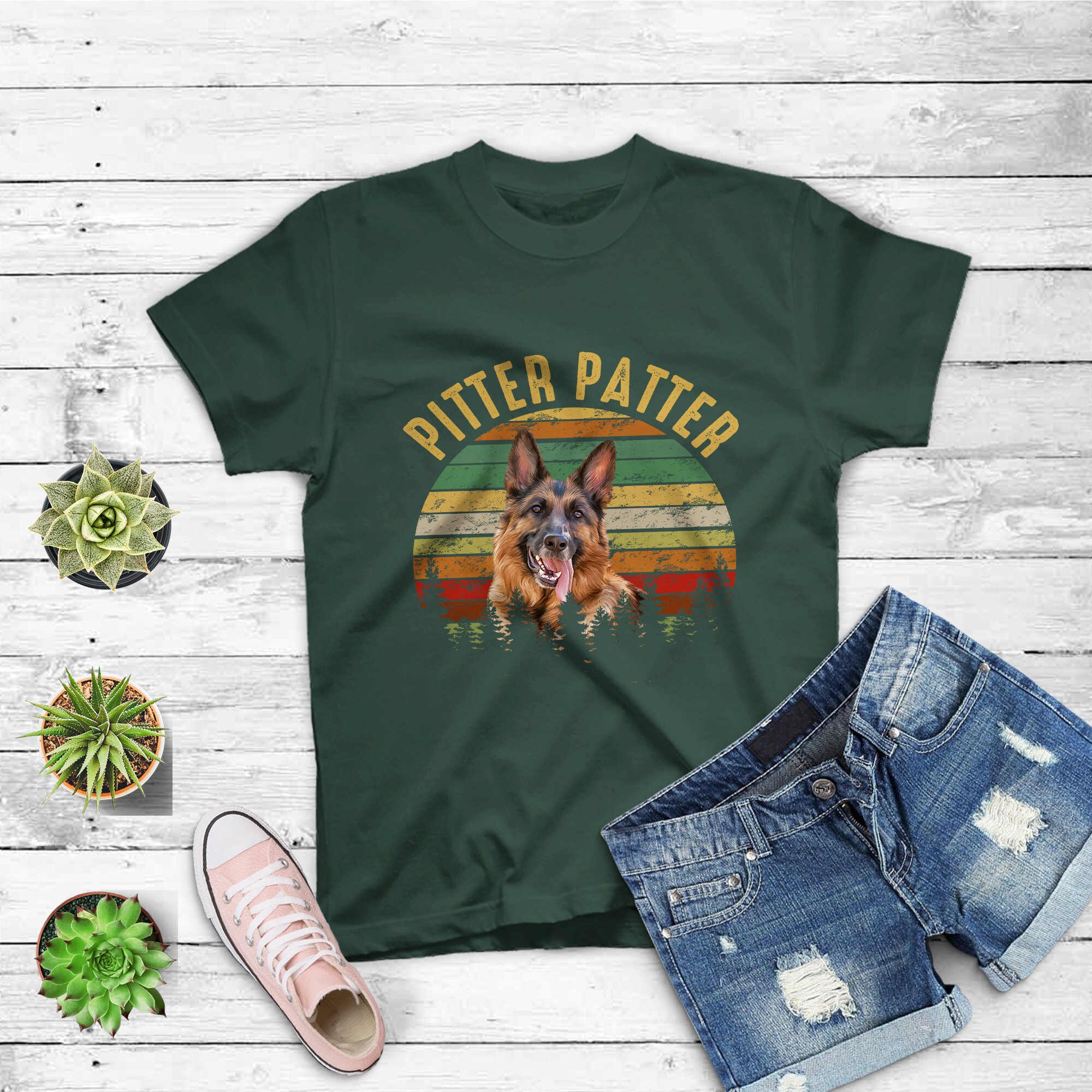 Pitter Tshirt Patter German Shepherd Dog Funny Vintage Retro T-Shirt Pitter Tshirt Patter German Shepherd Dog Funny Vintage Retro T-Shirt