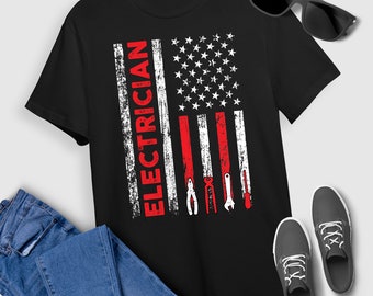 Elektriker T-Shirt Elektriker Patriotische Amerikanische Flagge Elektriker Geschenk T-Shirt für Männer Frauen