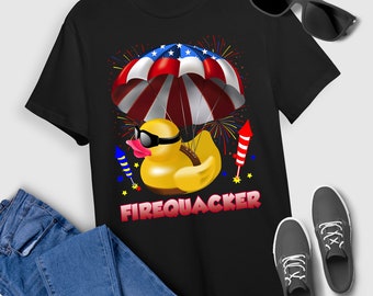 Camiseta Firecracker Cuatro de Julio USA Patriotic Firecracker Rubber Duck T-Shirt For Men Mujeres
