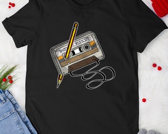 Vintage 1980 Tshirt Vintage 80s Cassette Tape Pencil Music Lovers T-Shirt For Men Women