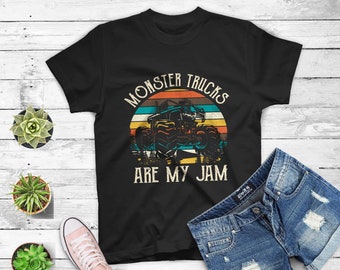 Vintage Monster Truck Are My Jam Retro Sunset Cool Engines T-shirt