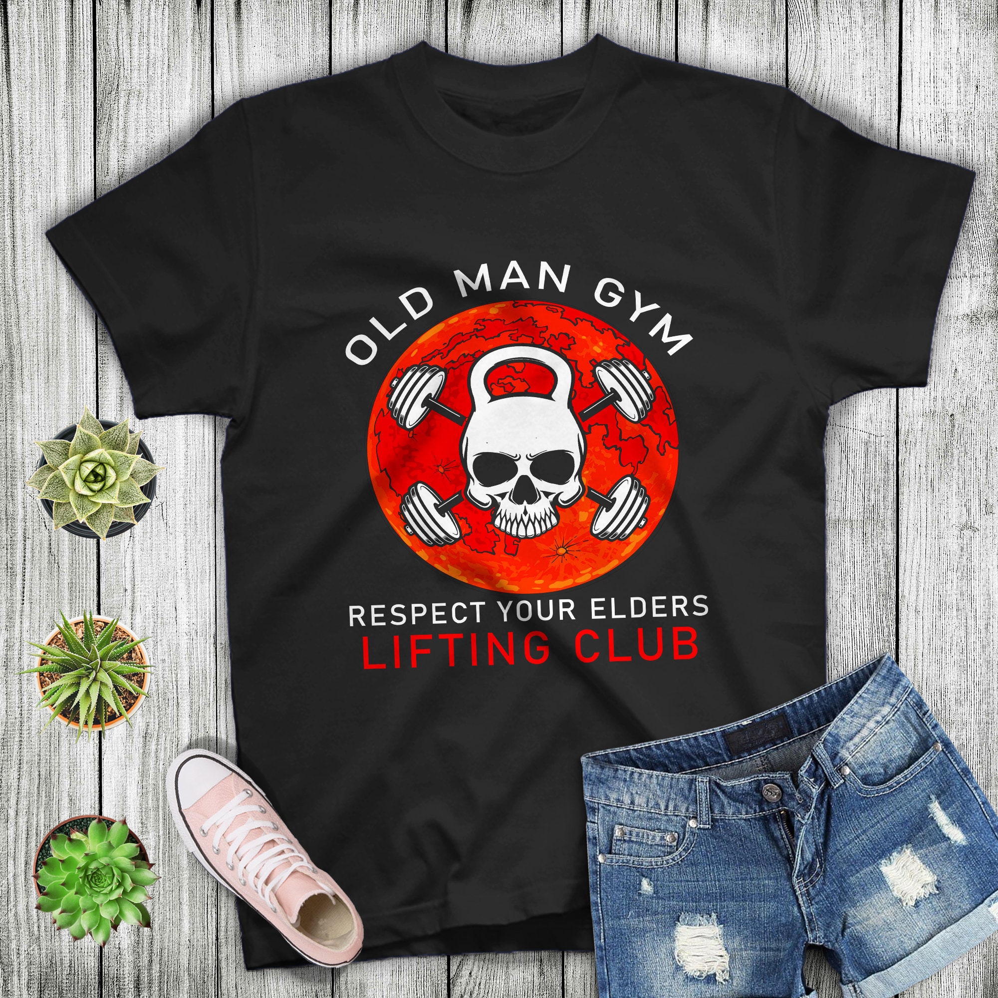 Gym Tshirt Old Man Gym Lifting Club Respect You Elders T-shirt for Men -   Canada