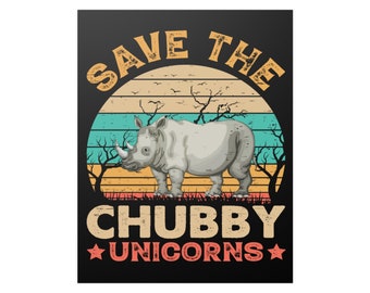 Rhino Lovers Poster Retro Save The Chubby Unicorns Rhino Animal Rights Wall Art Print Poster Home Decor