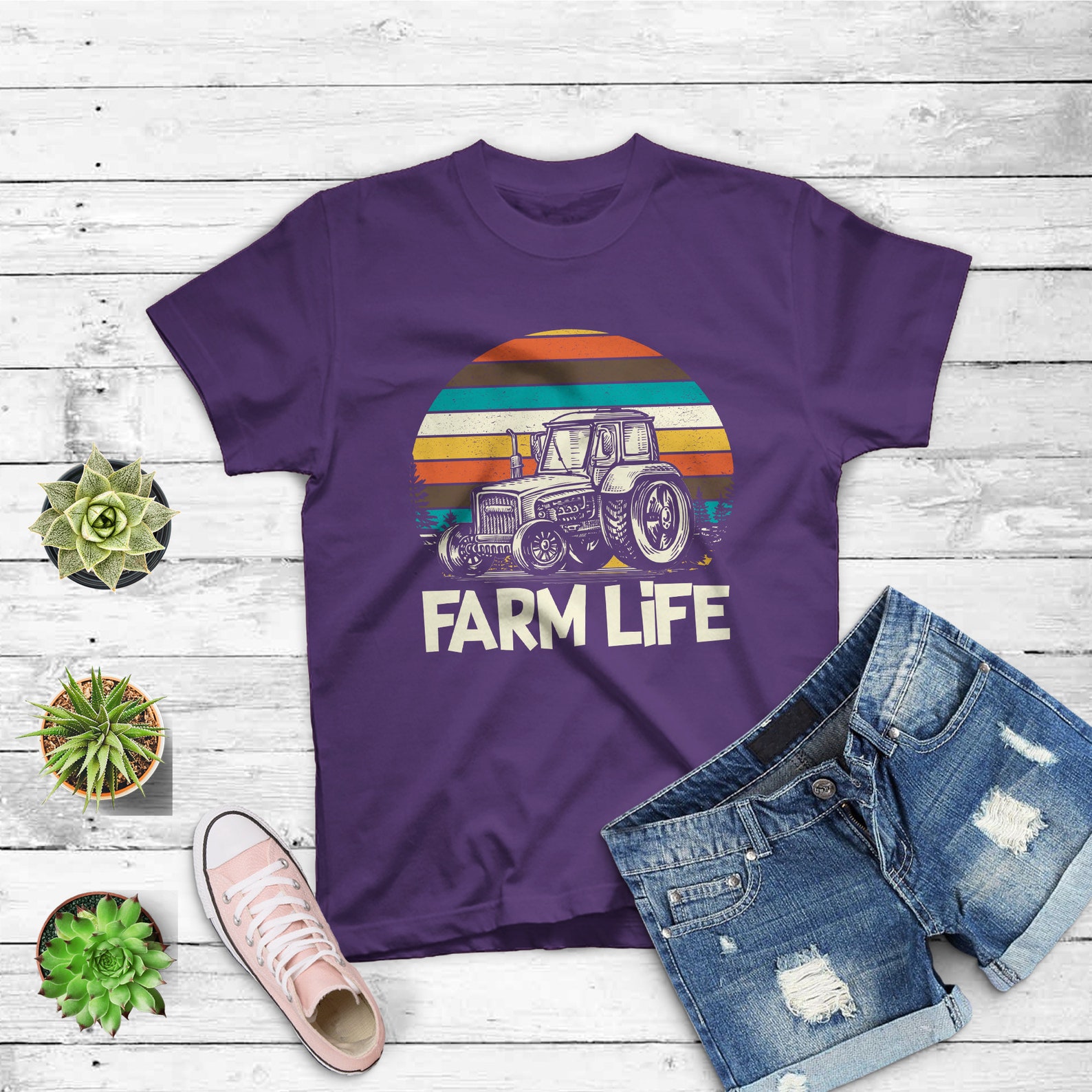 Retro Vintage Farm Life Farming Tractor Farmer Gift T-shirt - Etsy