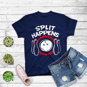 Funny Distressed Split Happens T Shirt Bowling Team Gift Tee