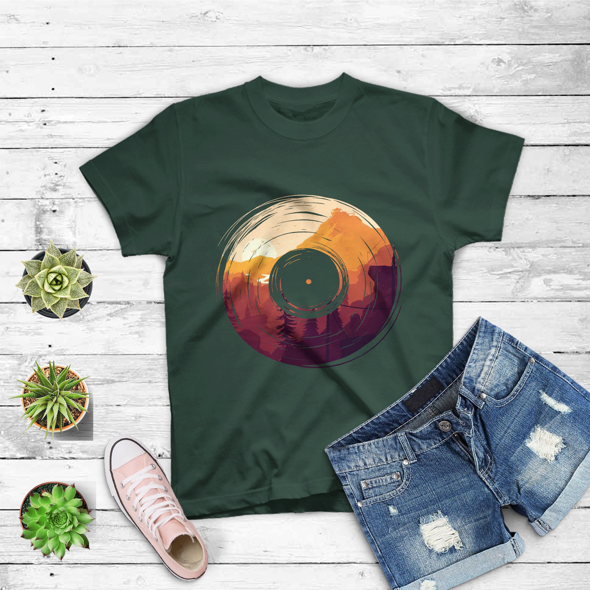 ミュージシャン PHOTO PRINT T-SHIRT Vinyl Nature Mountain Camping Graphic Art T-shirt - Etsy