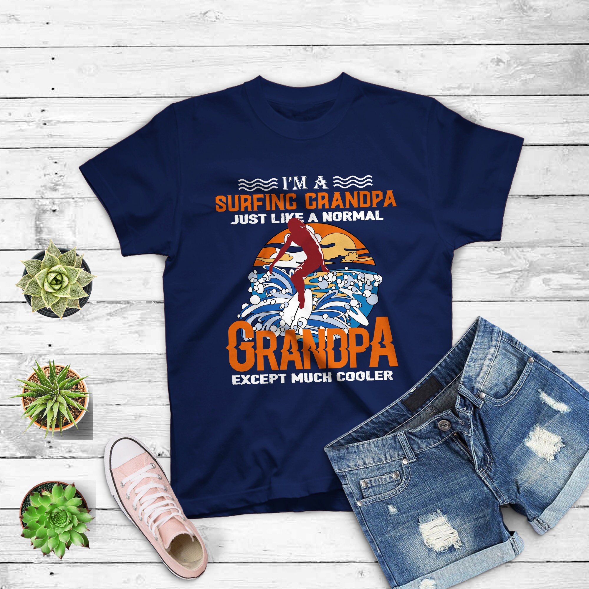 Surfing Grandpa Like A Normal Grandpa Funny Men T-shirt | Etsy