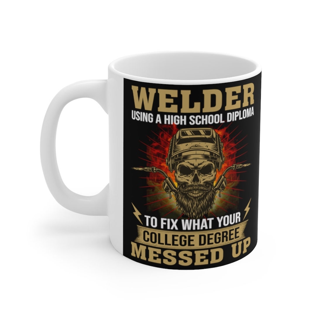 Weldersaurus Funny Welder Dinosaur T-Rex Coffee Mug – 11oz Novelty Gift For Steel Workers & Welders
