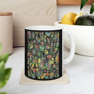 Botanischer Garten Becher Blume Botanische Karte Pflanze Garten Natur Geschenk Kaffeebecher 11oz