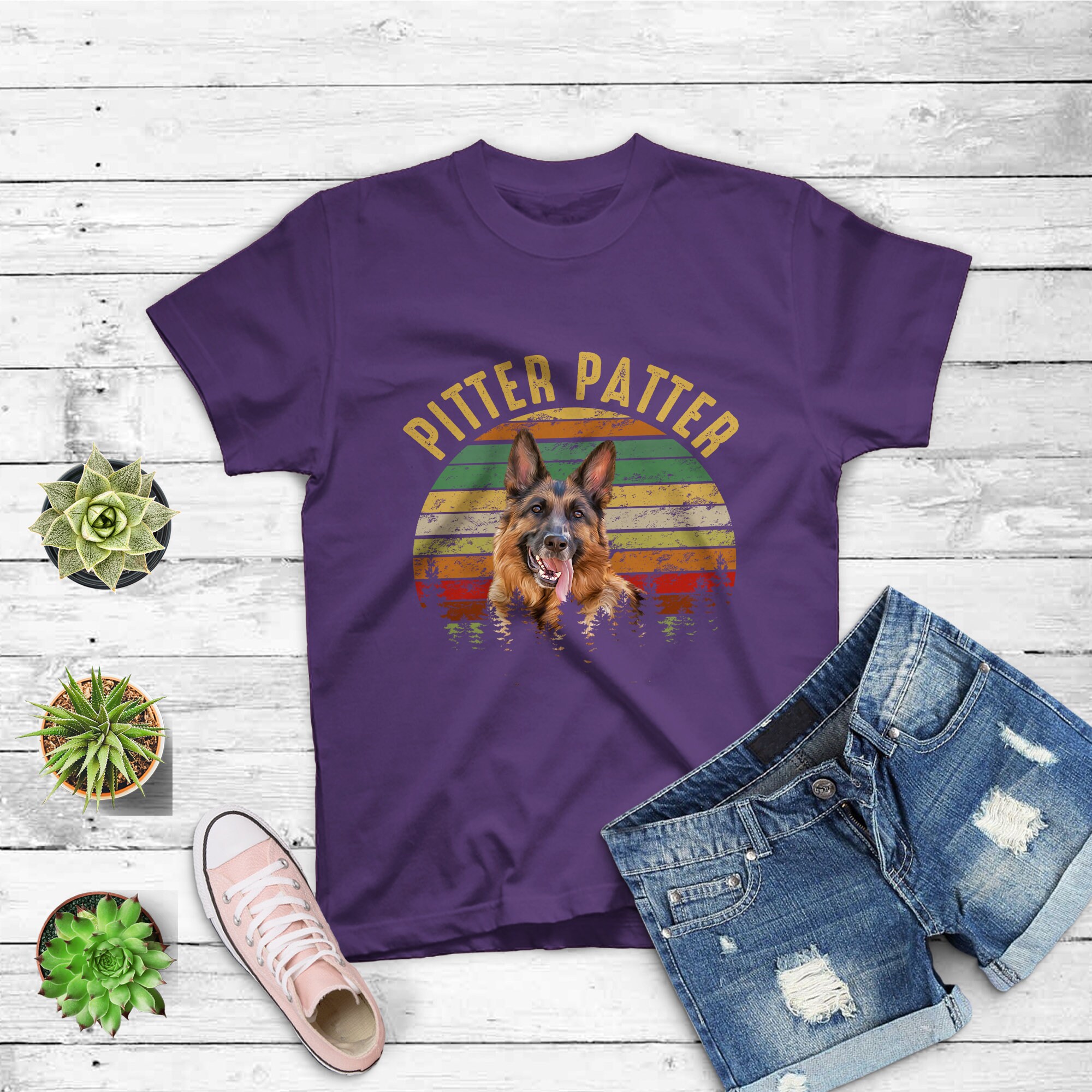 Pitter Tshirt Patter German Shepherd Dog Funny Vintage Retro T-Shirt Pitter Tshirt Patter German Shepherd Dog Funny Vintage Retro T-Shirt