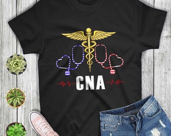 Cna Tshirt Patriotic American Usa Flag Cna Costume Nurse T-shirt For Women