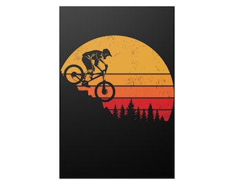 Mountain Bike Wall Poster Mountain Bike Vintage MTB Downhill Biking Cycling Biker Wall Art Print Poster Home Decor