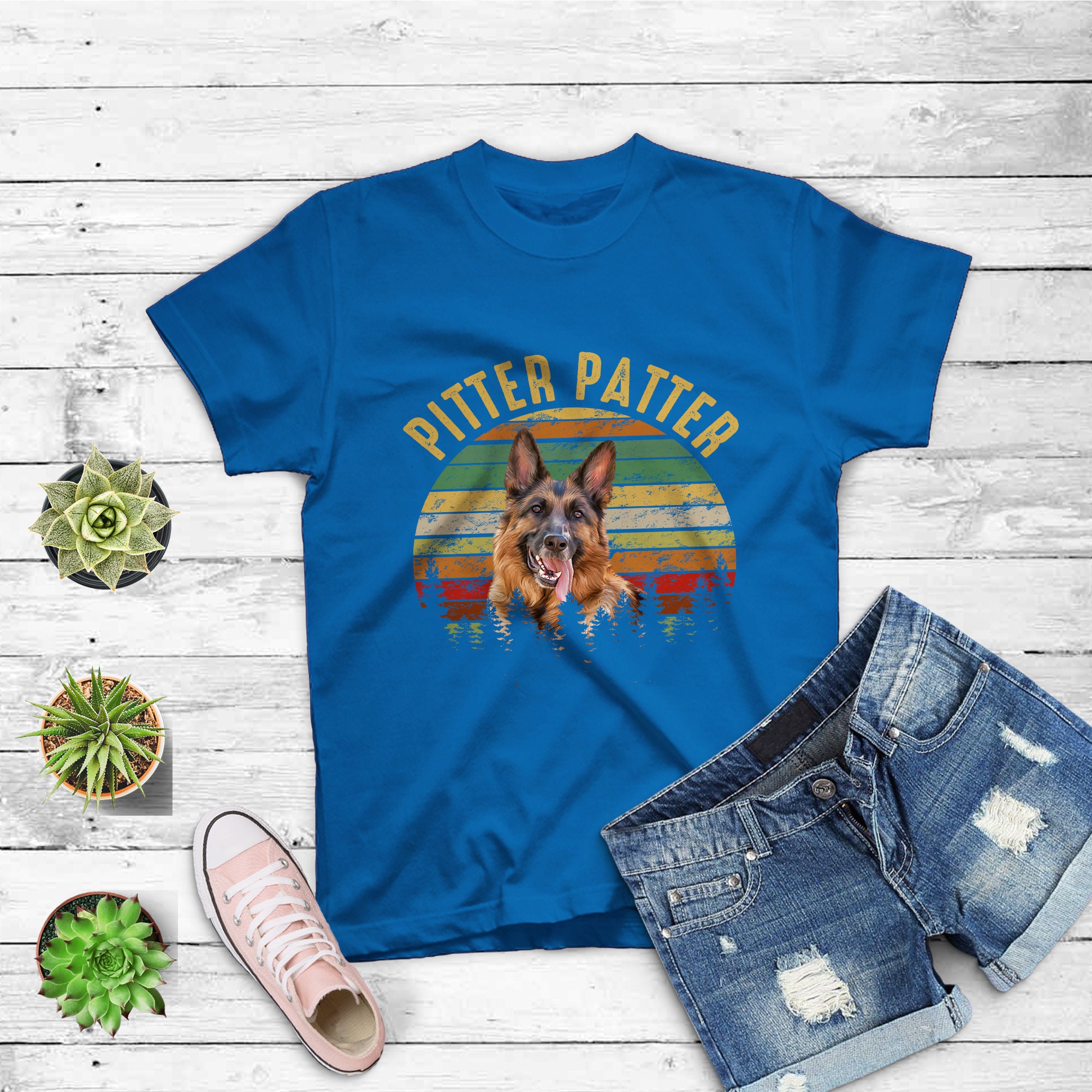 Pitter Tshirt Patter German Shepherd Dog Funny Vintage Retro T-Shirt Pitter Tshirt Patter German Shepherd Dog Funny Vintage Retro T-Shirt
