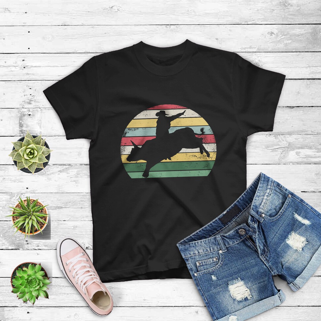 Bull Riding T-shirt Cowboy Tshirt Western Tee Gift Vintage - Etsy