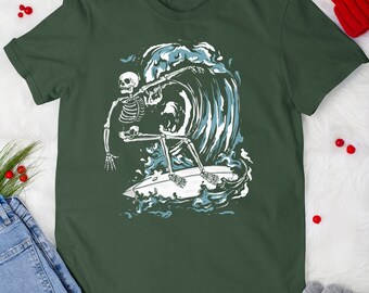Surfing Lover Tshirt Cool Skeleton Surfing Water Sports Surfer Summer Beach Holiday T-Shirt For Men Women