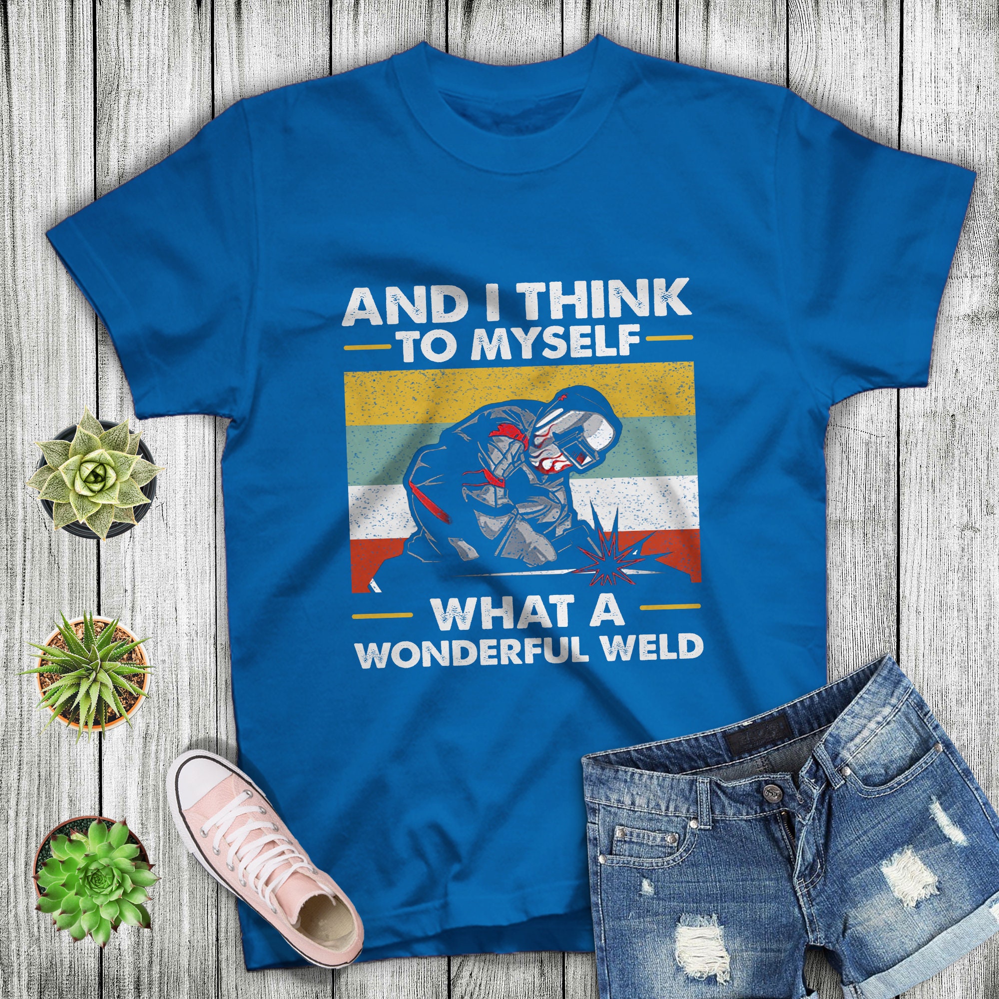 SUSHOU And I Think To Myself What A Wonderful Weld Funny Welder Vintage Men S T Shirt Black M 55860522 - Foto 3