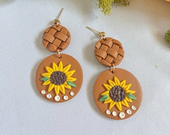 sunflower patch / sunflower garden / boho polymer clay earrings