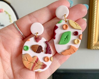 falling leaves / autumn leaves  polymer clay earrings
