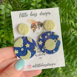 bedroom ceiling galaxy | glow-in-the-dark stars | space polymer clay earrings