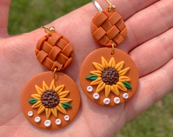 sunflower patch / sunflower garden / boho polymer clay earrings