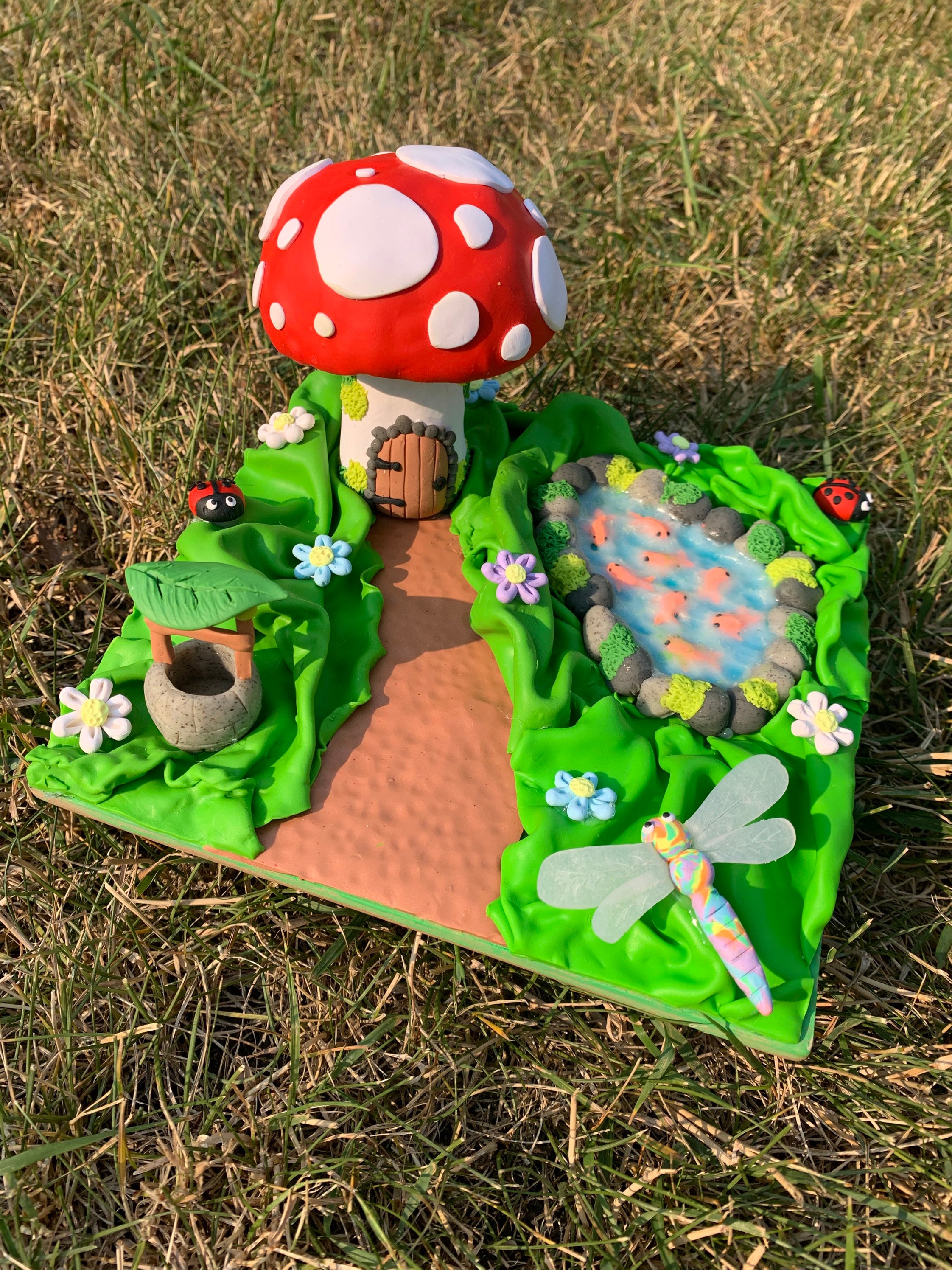 Mini Fairy Garden Mushroom House Polymer Clay Decoration Made