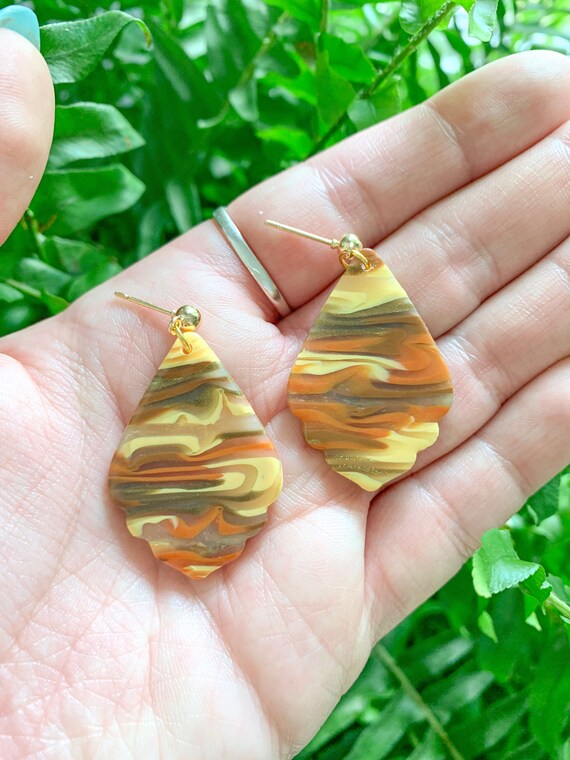Autumn Colours Tie Dye Polymer Clay Earrings Autumn Earrings
