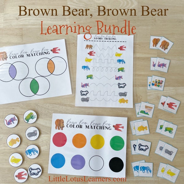 Brown Bear, Brown Bear Learning Bundle - Digital Download - preschool activity, preschool colors, preschool games, pre-k resources