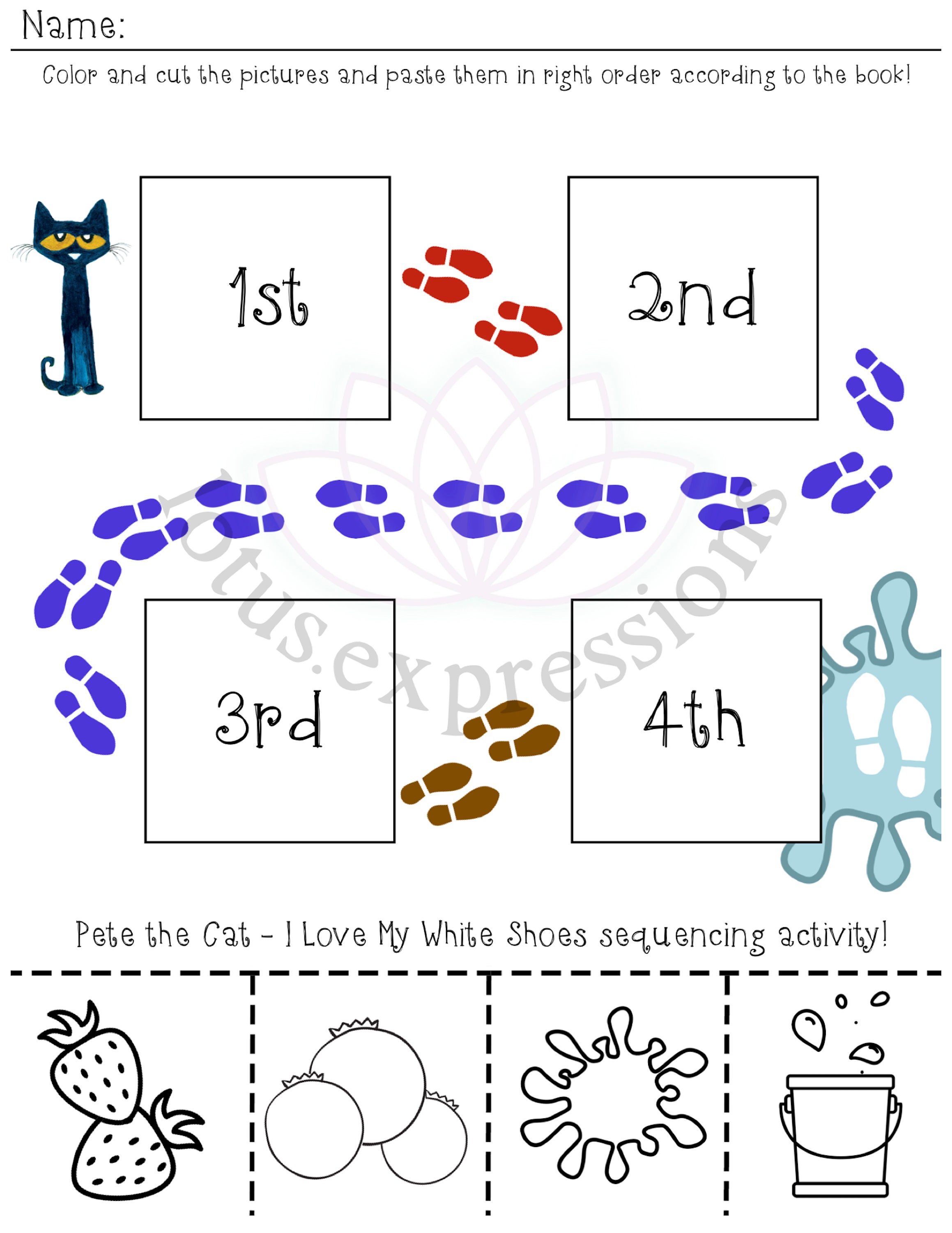 Pete the cat - I love my white shoes Free Activities online for