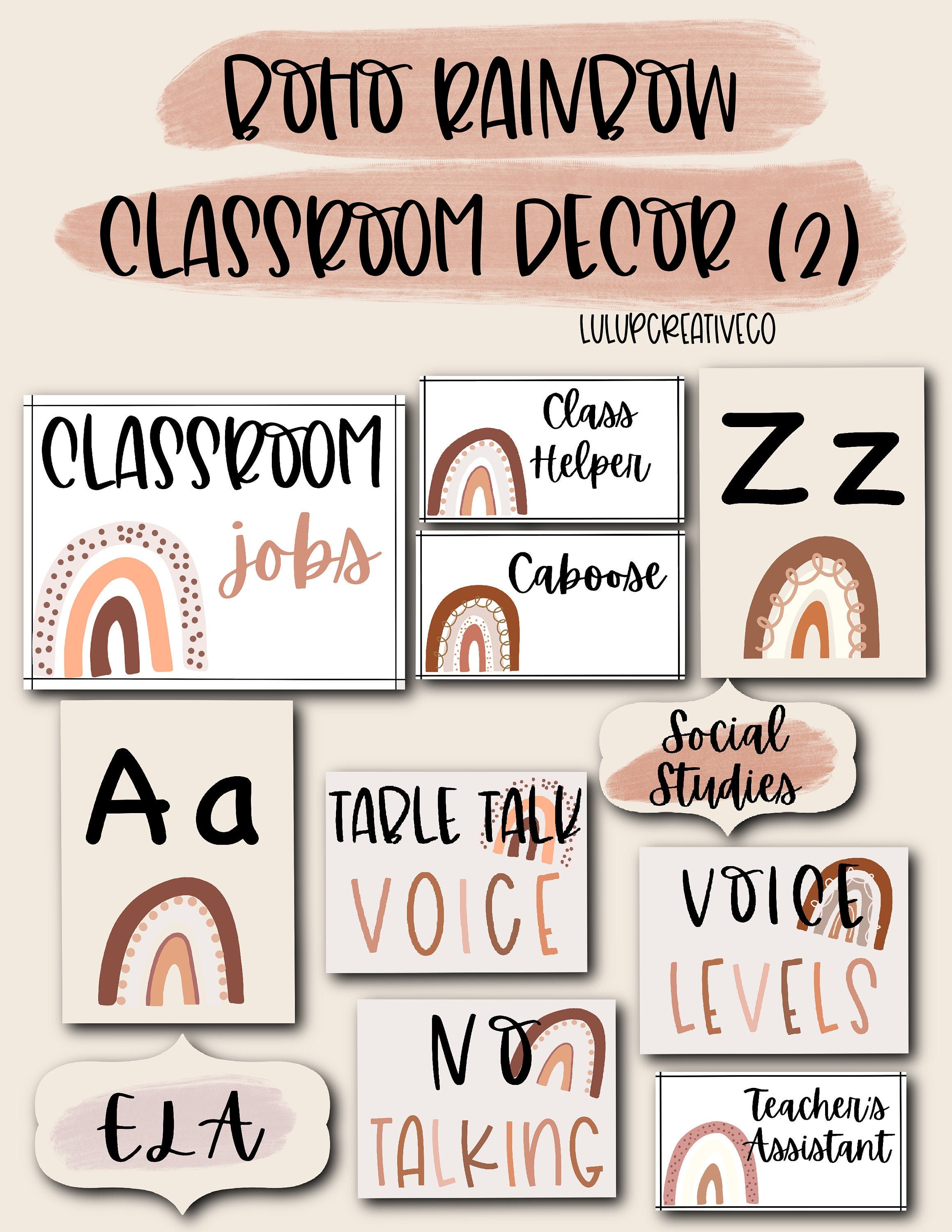 Boho Rainbow Classroom Decor Alphabet Posters Classroom Etsy