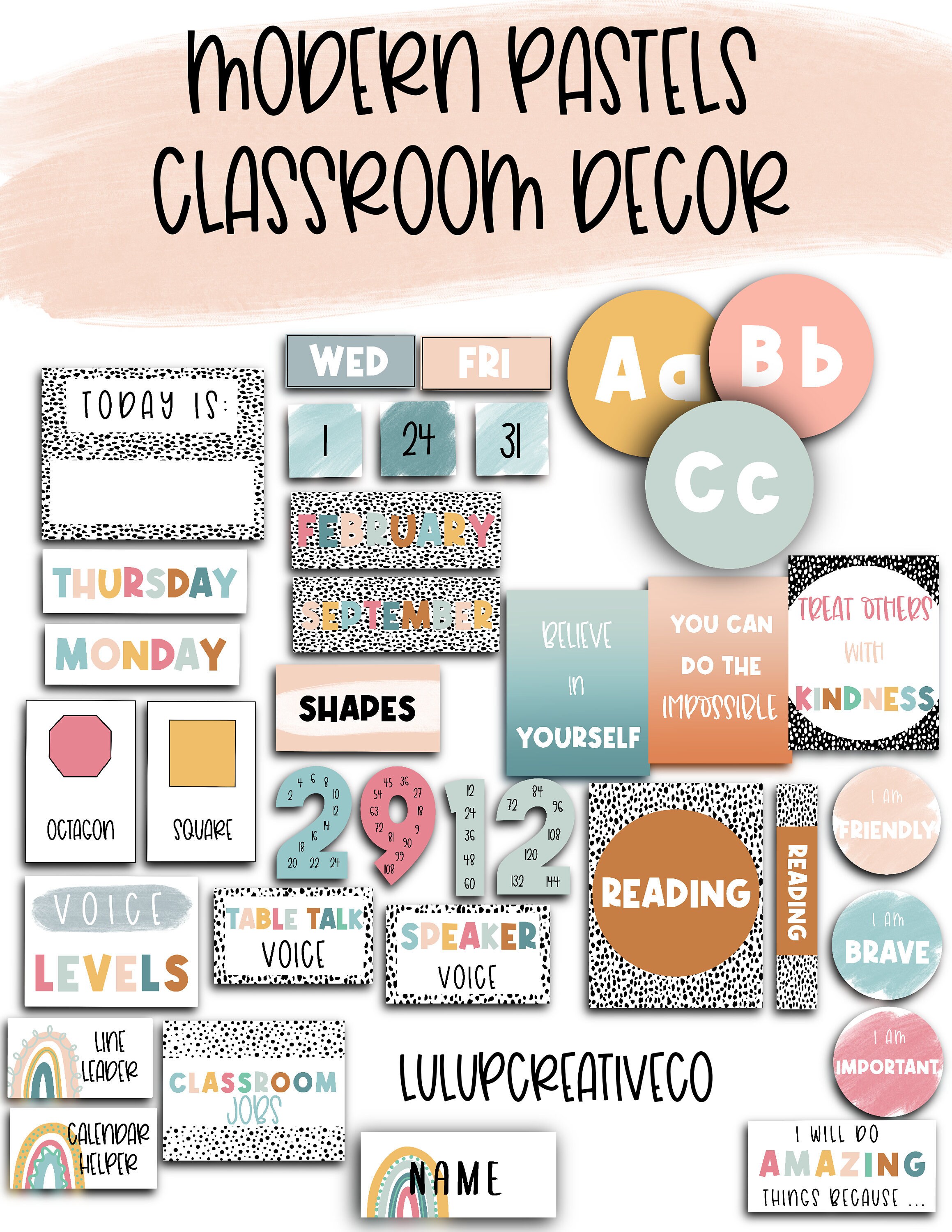 Modern Pastels Classroom Decor Calendar Chart Classroom Etsy