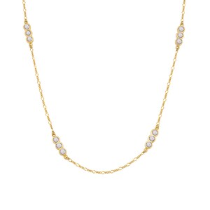 Gold Plated Sterling Silver Necklace: Cubic Zirconia Dainty Chain