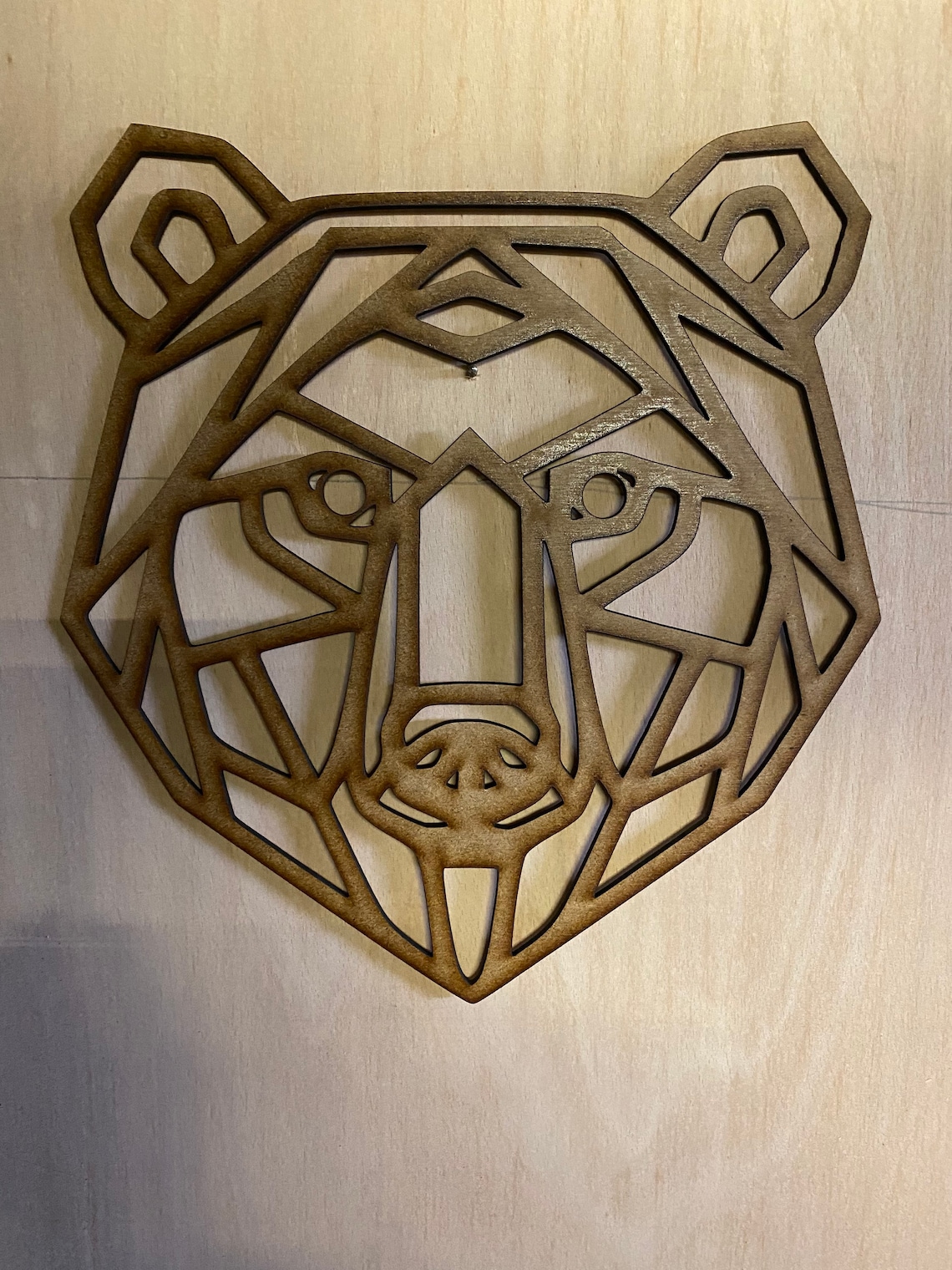 Geometric Bear Head Modern Wall Art Hanging Gift Plain Etsy