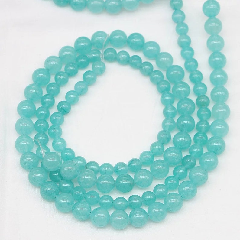 Amazonite Color Lake Blue Natural Stone Round Beads Loose Spacer Bead For Jewelry Making DIY Bracelet 4681012 mm