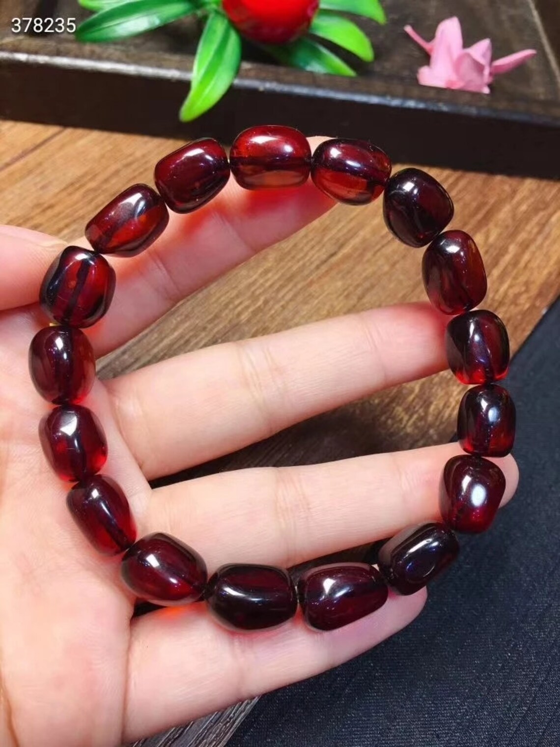 Natural Blood Red Amber Bracelet 10x8mm Women Stretch Stretch Etsy