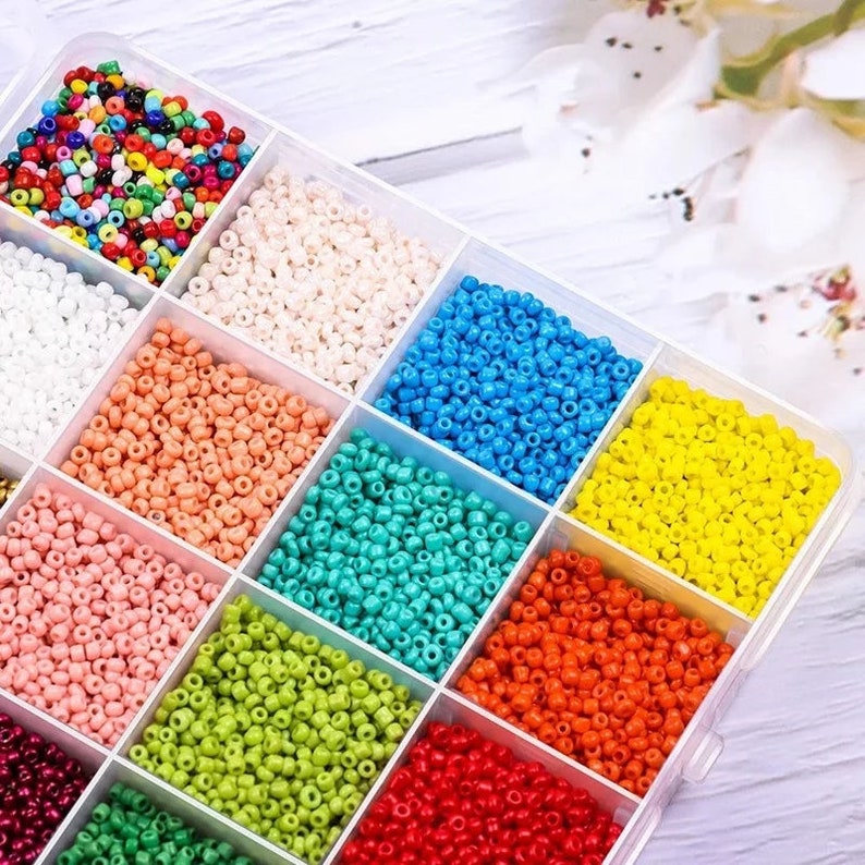 Multicolor Beaded Glass Beads in Bulk Color Beaded Supplies with Crystal Cord for Jewelry Bracelet Making and Beading craft supplies tool