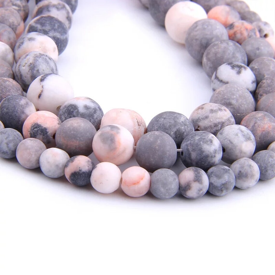 Natural 6 8 10 12mm Matte Stone beads Pink Zebra round bead Etsy