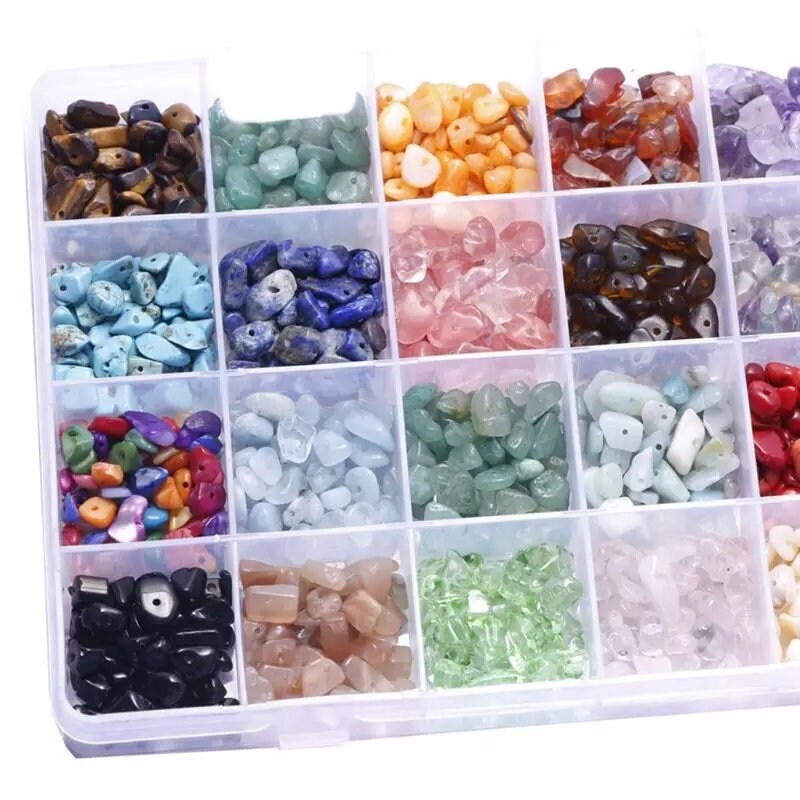 Natural Crystal Chips 24 Grids Irregular Stone Beads Gemstone Etsy