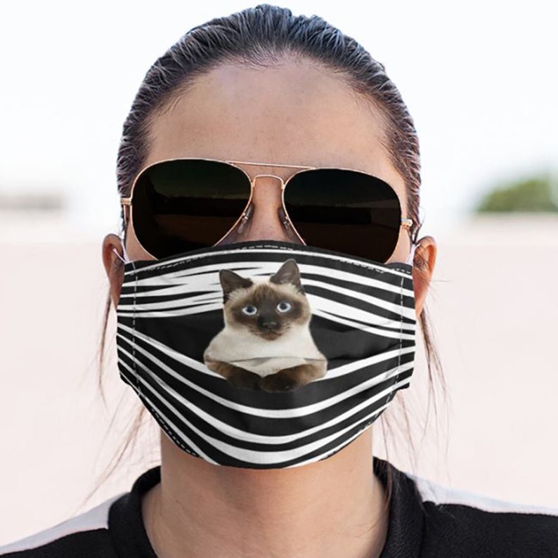 Cute Siamese Cat Stripe Cat Lovers Cloth Face Mask Etsy