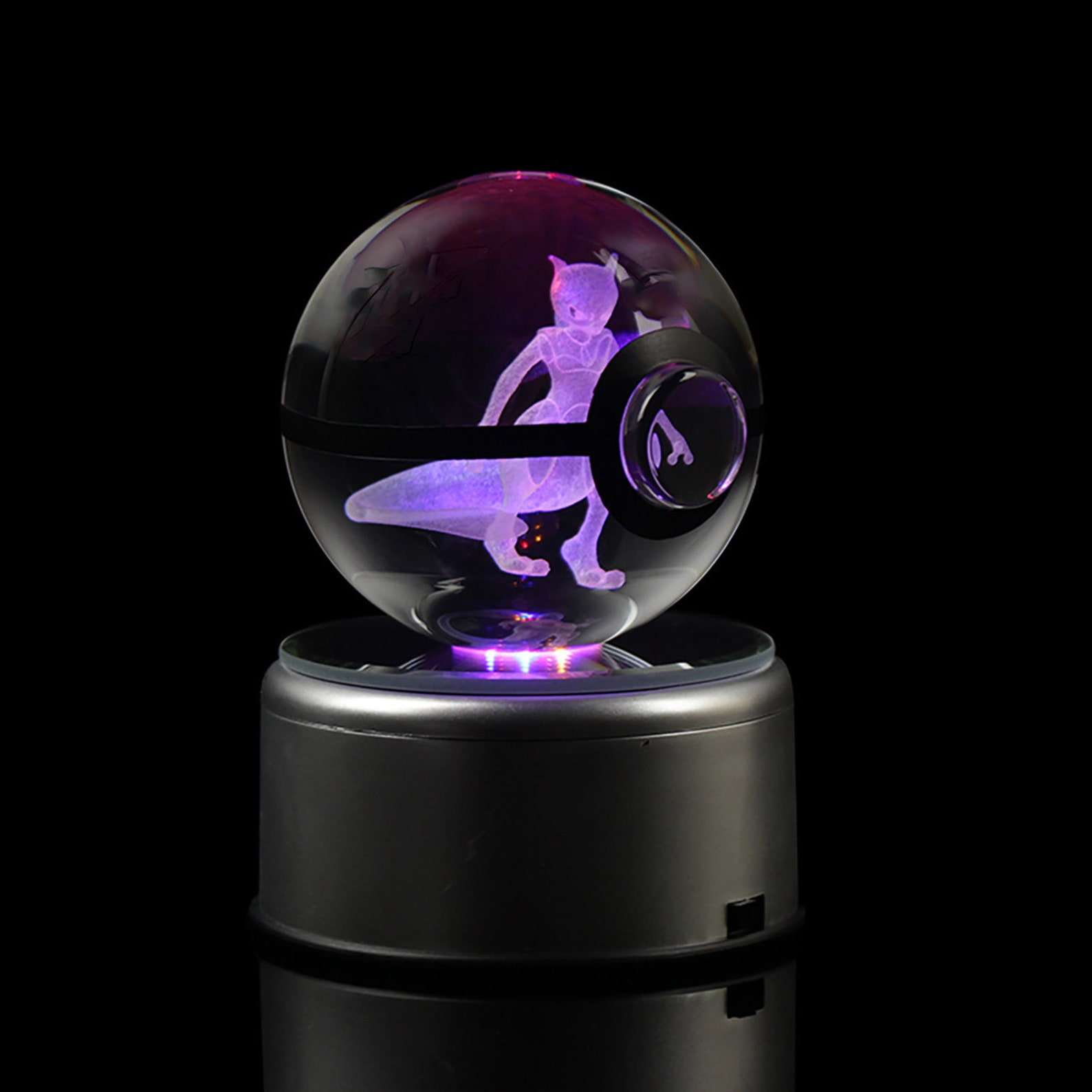 Mewtwo Crystal Pokeball 3D LED 80MM Large Laser Engraved Night | Etsy