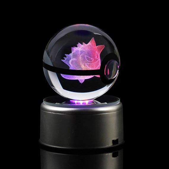 80mm Pokemon 3D Groß Kristall LED Pokeball Tischlampe Nachtlicht Geschenk 