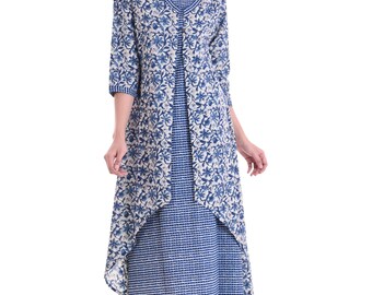 printed kurti with jacket