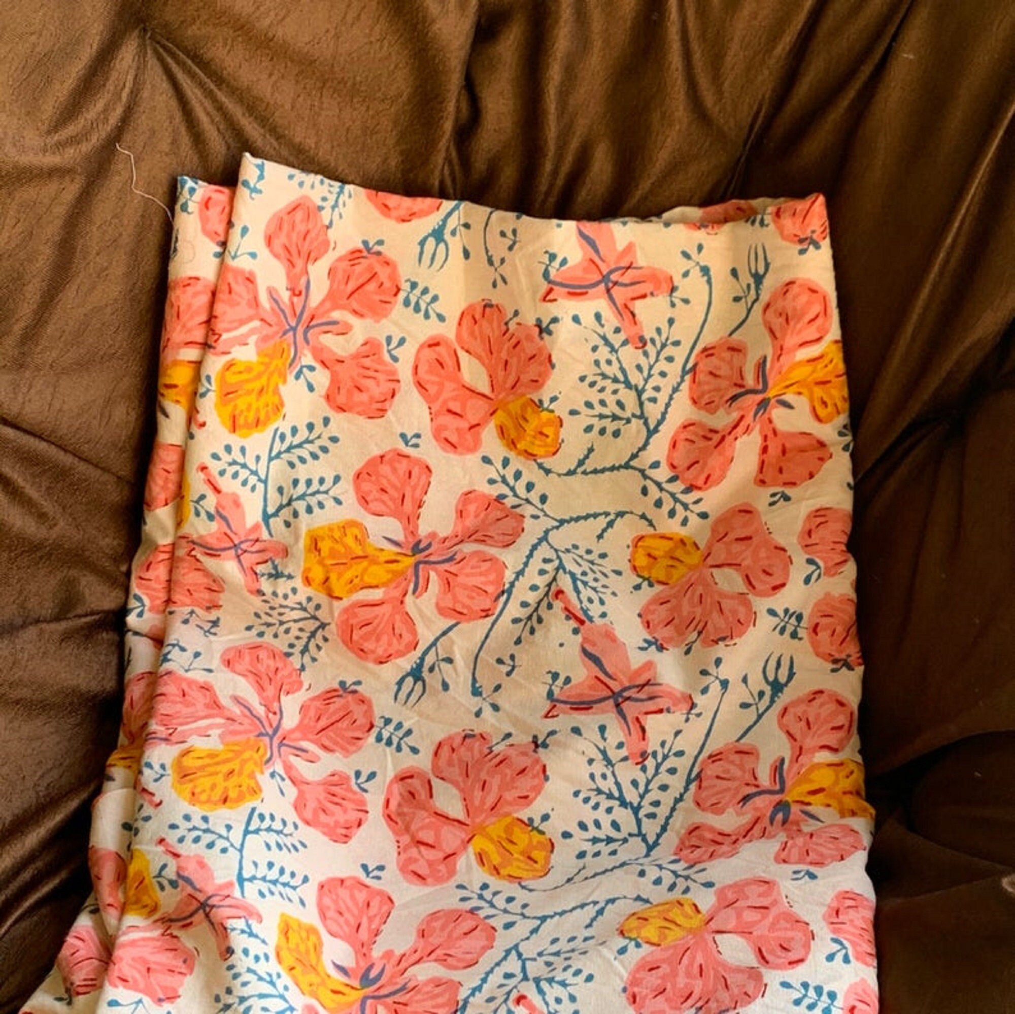 Hand Block Print Duvet Cover in Pink Yellow King Queen Twin Etsy